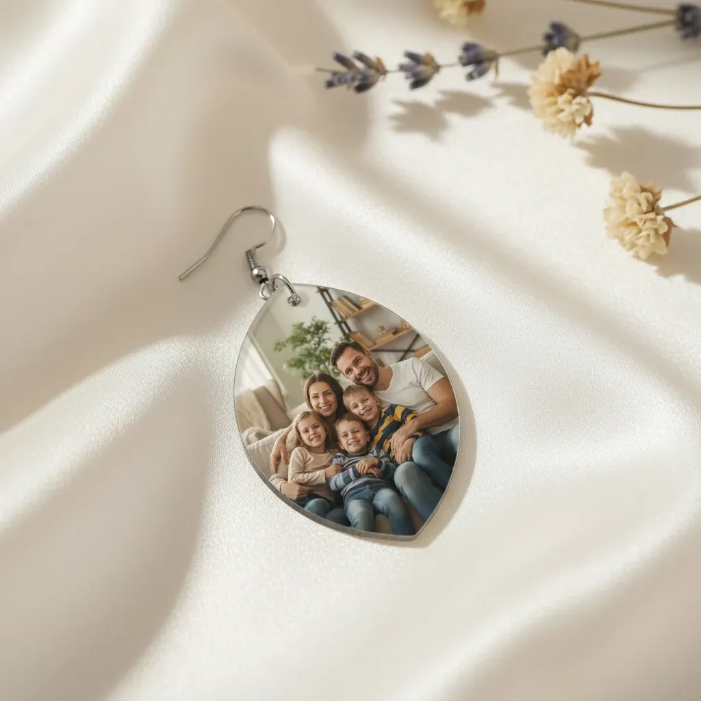 Custom Photo Acrylic Earrings – personalised gift, premium product photo