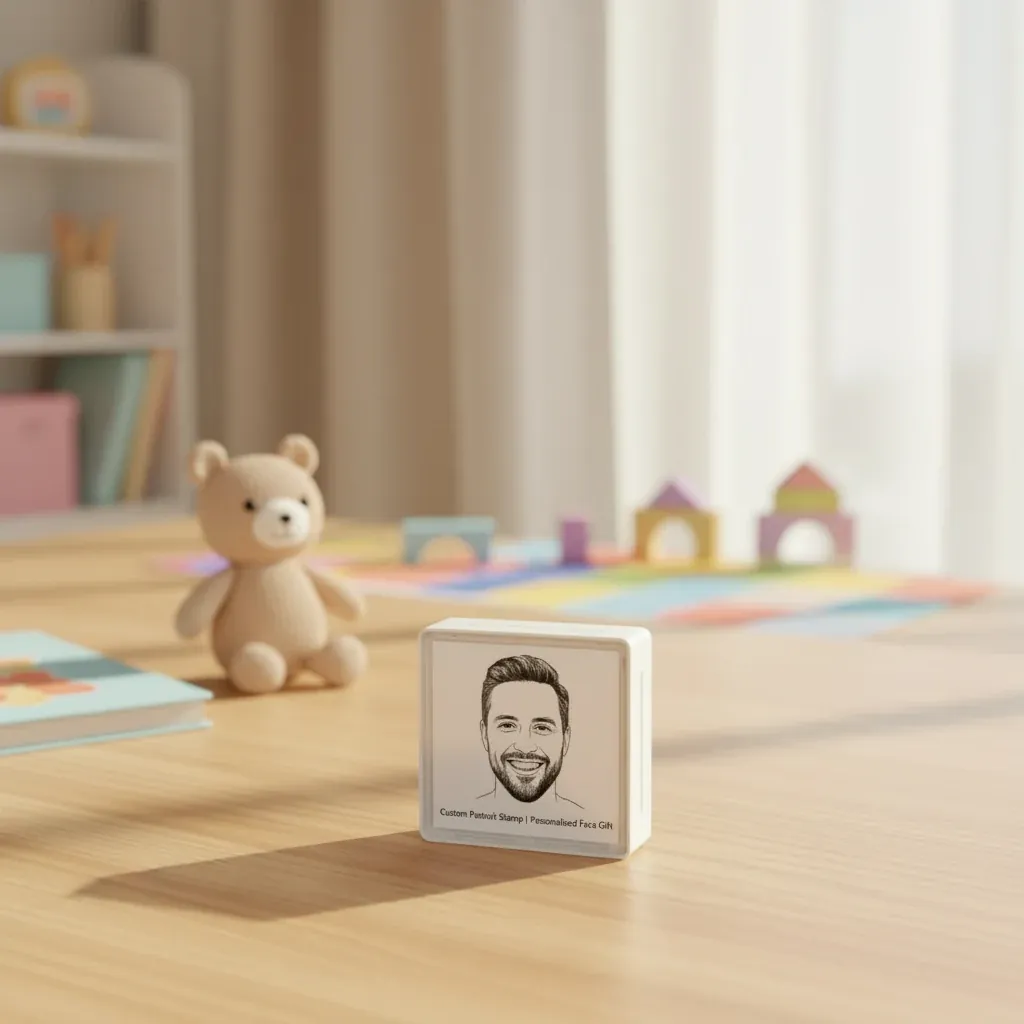 Custom Portrait Stamp – lifestyle photo showing the gift in use
