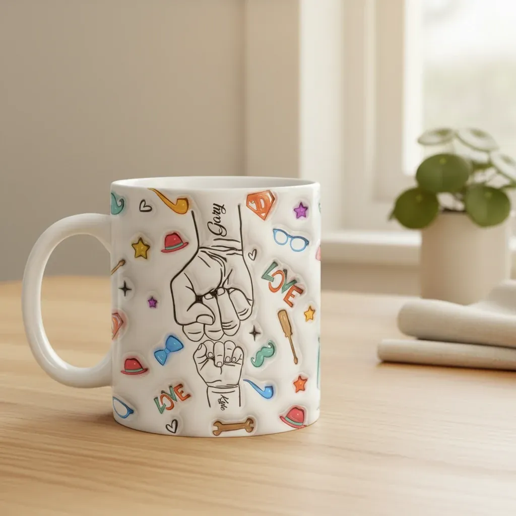Personalised 3D Inflated Effect Kids Name Mug Custom Gift – personalised gift, premium product photo