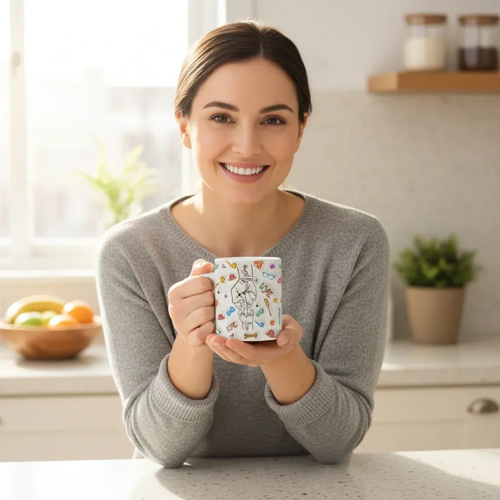 Personalised 3D Inflated Effect Kids Name Mug Custom Gift – lifestyle photo showing the gift in use