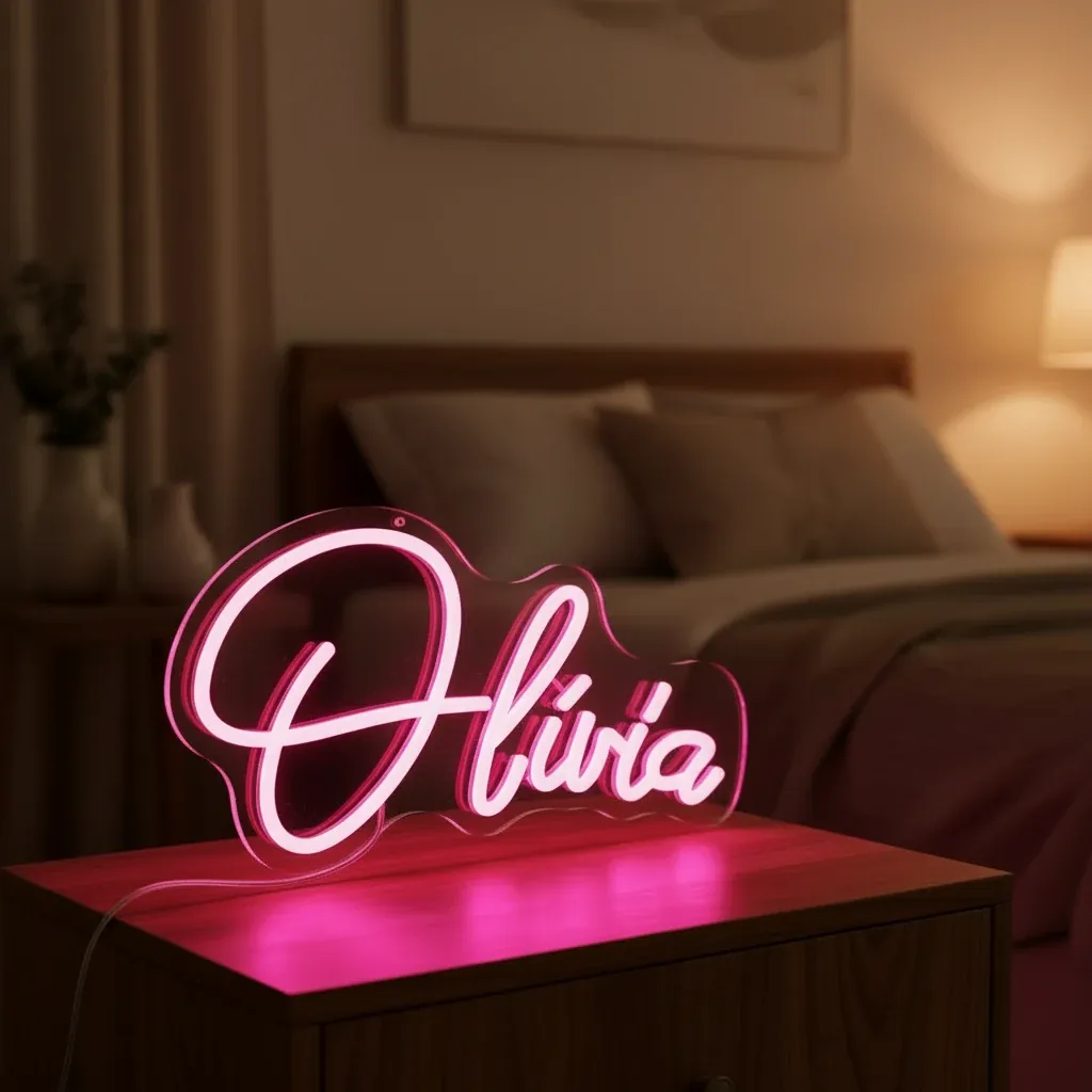 Personalised Custom Name Neon Lamp – lifestyle photo showing the gift in use