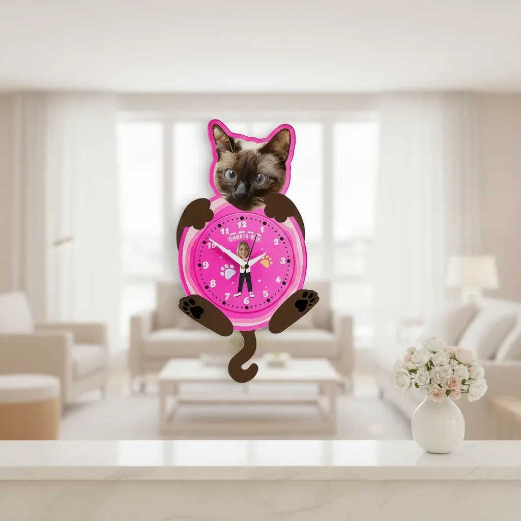 Personalised Custom Pet & Owner Face Wall Clock Australi – lifestyle photo showing the gift in use