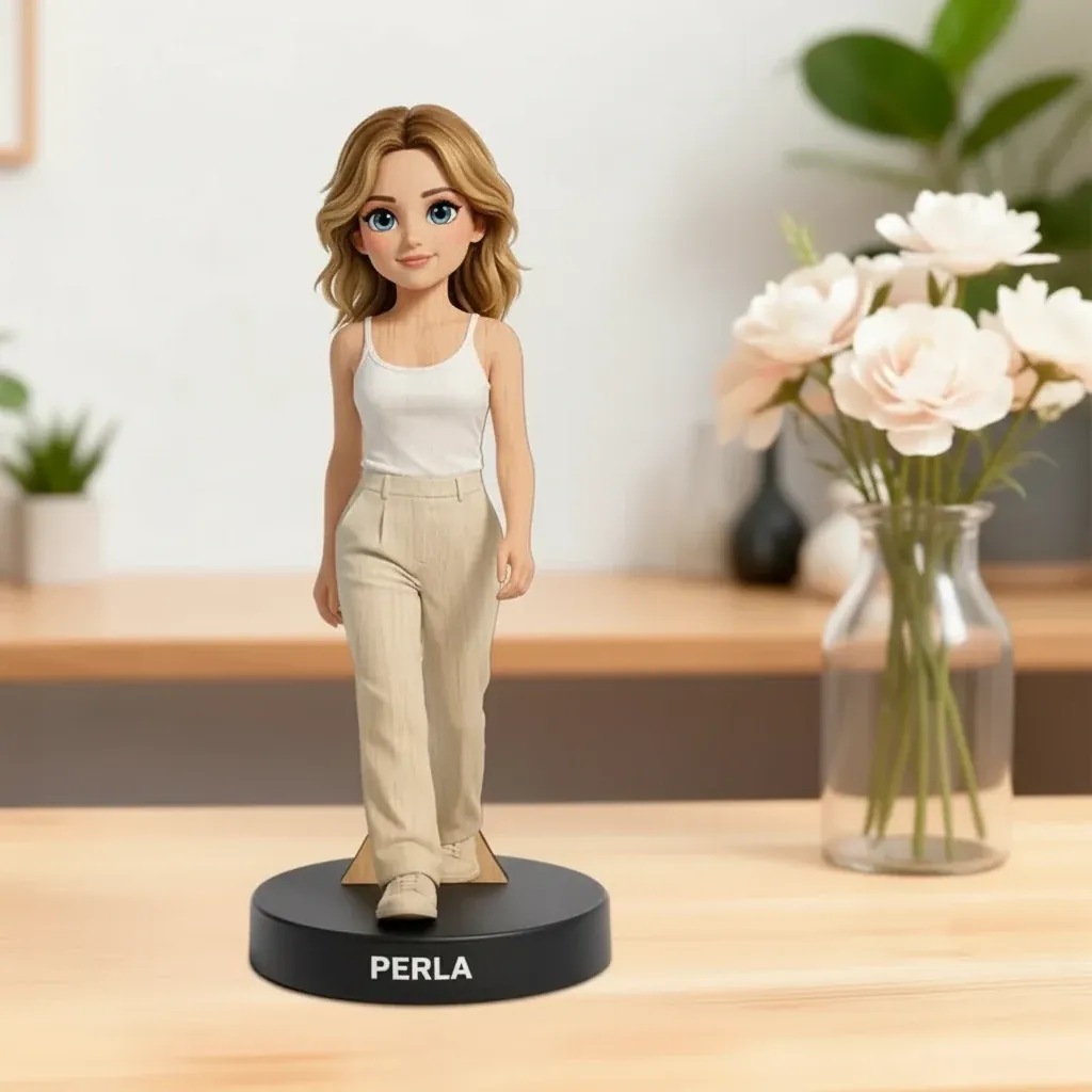 Personalised Custom Photo 2D Cute Cartoon Style Wooden Desk – personalised gift, premium product photo