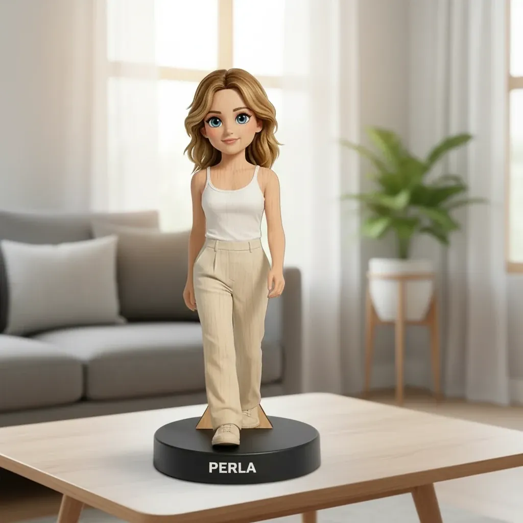 Personalised Custom Photo 2D Cute Cartoon Style Wooden Desk – lifestyle photo showing the gift in use