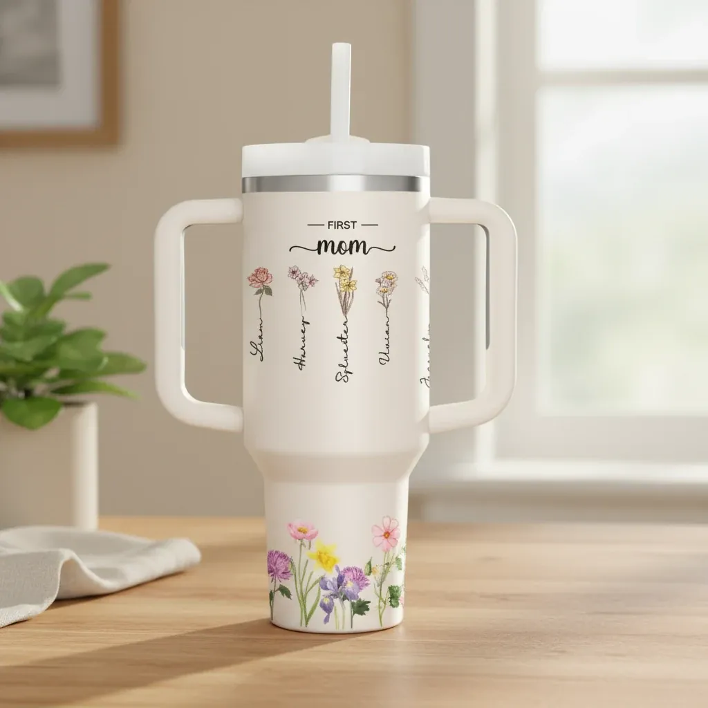Personalised “First Mum Now Grandma” 40oz Tumbler with Straw – personalised gift, premium product photo