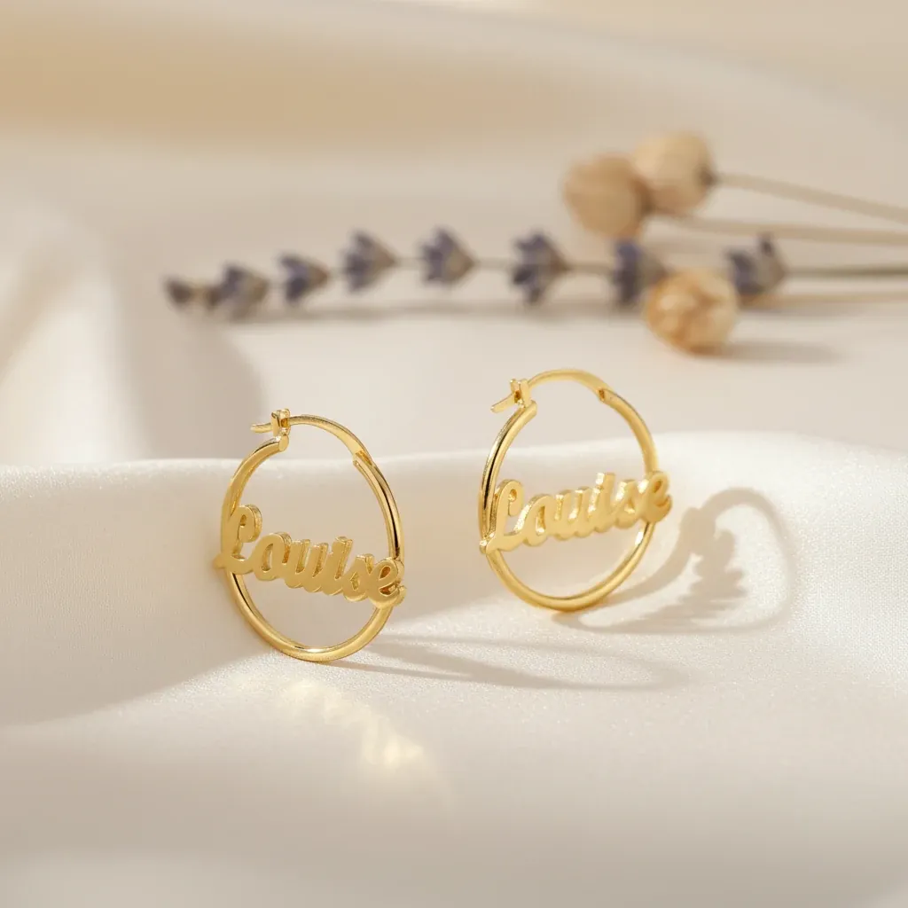 Personalised Name Hoop Earrings – personalised gift, premium product photo