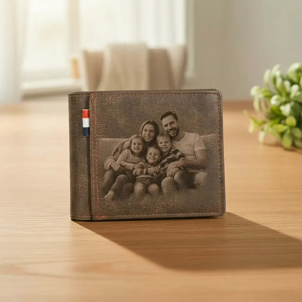 Personalised Photo Leather Wallet Custom Gift for Him – personalised gift, premium product photo