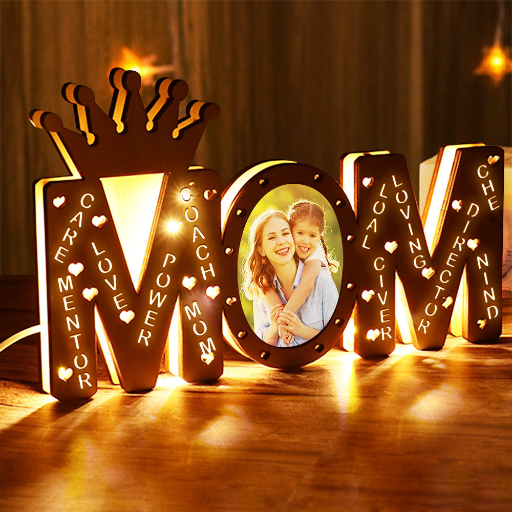 Personalized Mom Photo Lamp – Wood LED Mother's Day Gift AU
