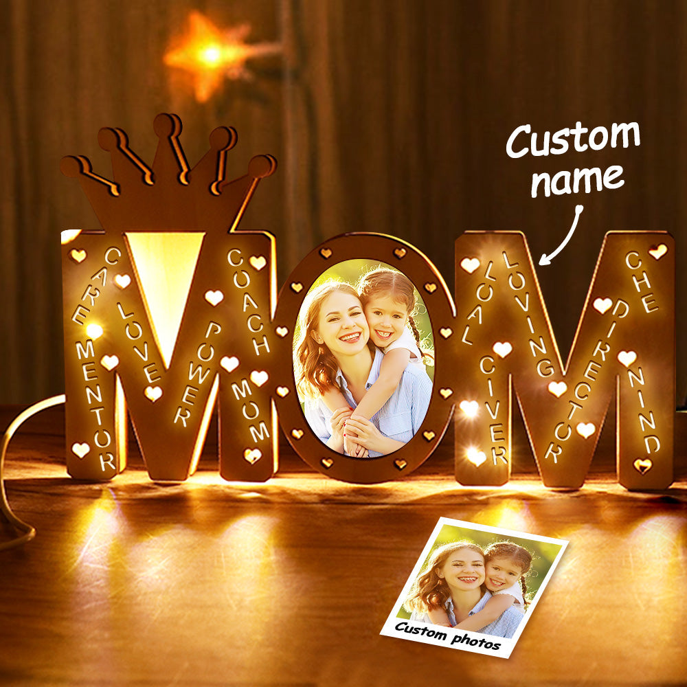 Personalized Mom Photo Lamp – Wood LED Mother's Day Gift AU
